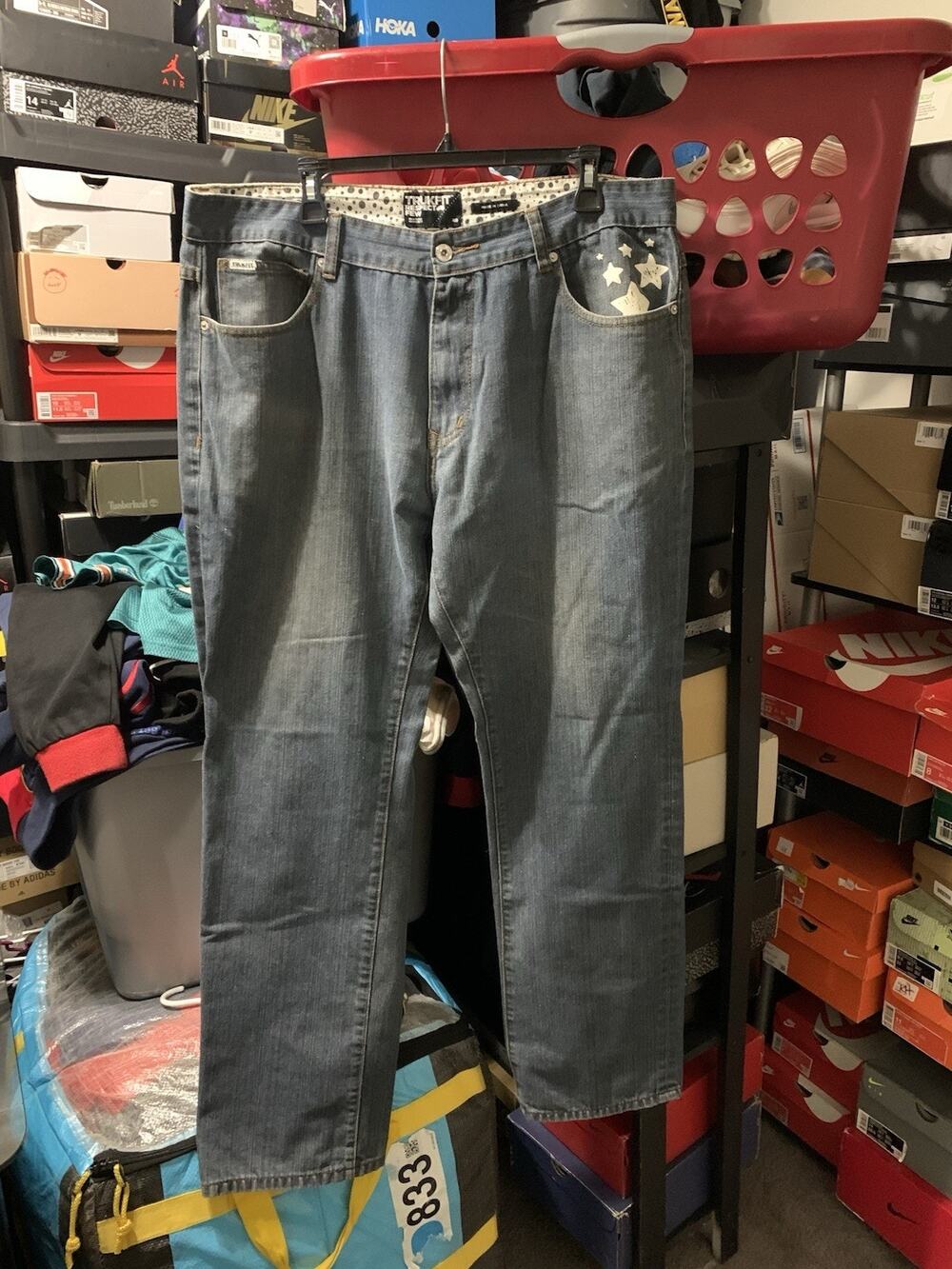 Size 40- Y2K Trukfit Blue Denim Stars Print Baggy Jeans Lil Wayne